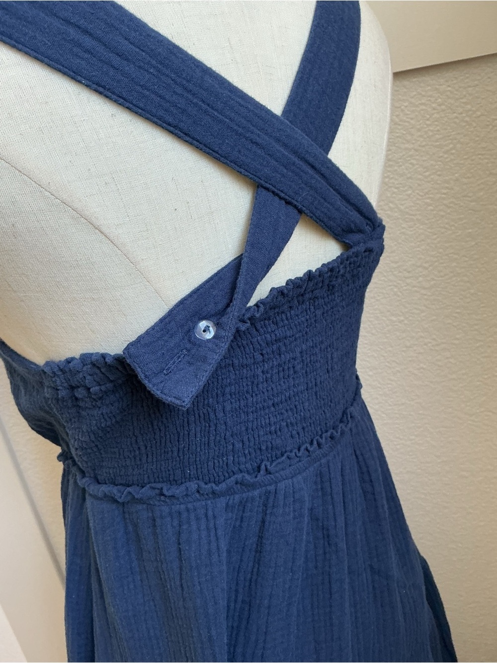 Steve Madden Navy Tiered V-Neck Midi Dress with Cross Back - Picture 5 of 8